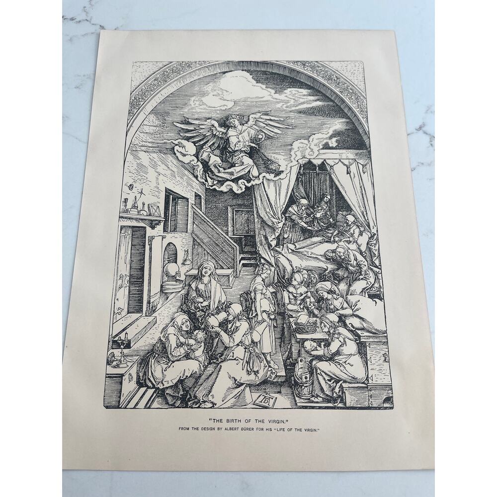 The Birth Of The Virgin, Albrecht Dürer, Book Page, 1888, Woodcut Print